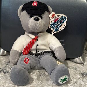 Vintage OSU WOODY Team Bean Plush Bear with Red Tie and Cap